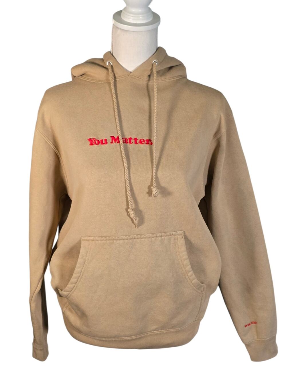 You Matter by Demetrius Harmon Khaki Embroidered Hoodie Size Small